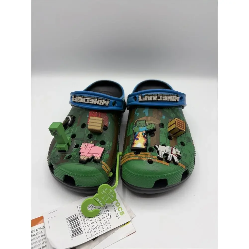Crocs x Minecraft Pre-School Kids Classic Clog Size J4 Green Black 210830-90H